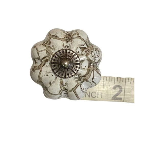 Silver Pumkin Knob Pull with Grey Marble Finish - Picture 3 of 3